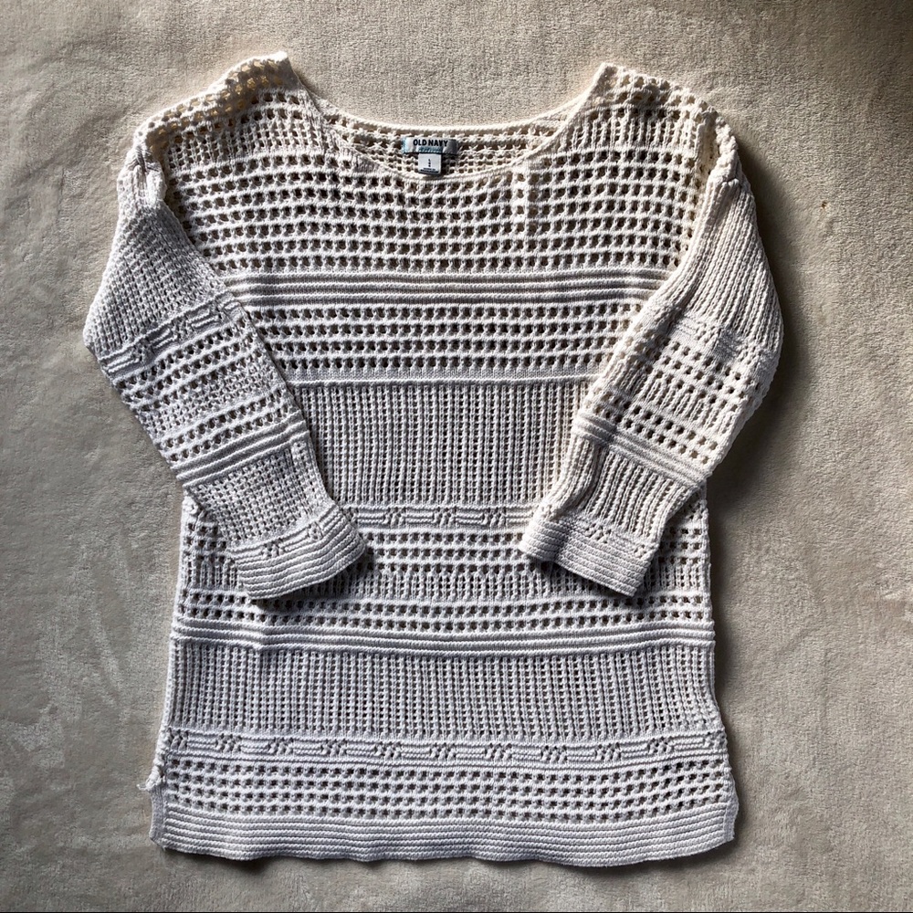 White Crochet 3Q Sweater✨